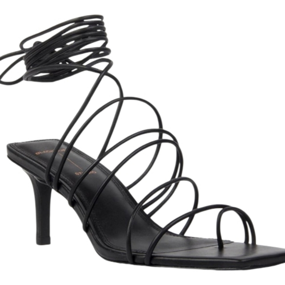 Black‎ Suede Studio Navi Ankle Wrap Stiletto Size EU 38